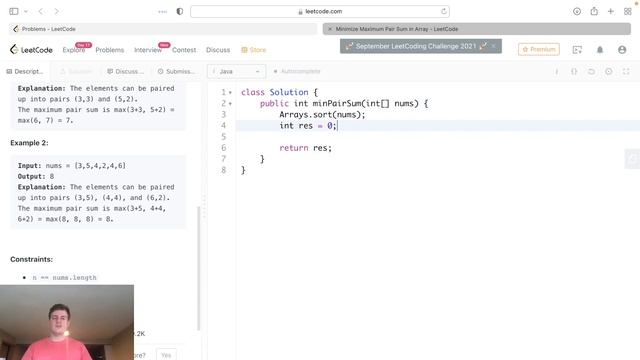 Leetcode Solution - 1877 Minimize Maximum Pair Sum in Array смотреть онлайн