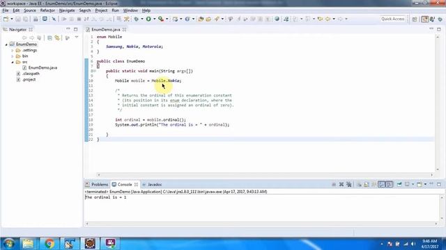 How to use Ordinal method of enum? - enum Mobile | Java enum | enum in Java | Java Tutorial смотреть онлайн