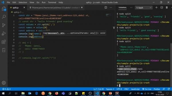 Split() method in javascript - string.split()