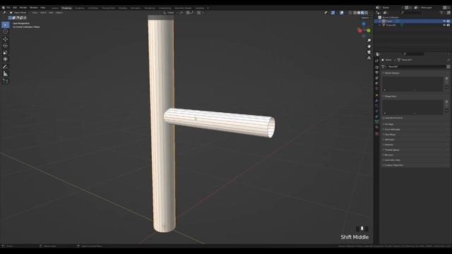 Easy method for pipes transition/merging with shrinkwrap modifier in Blender смотреть онлайн