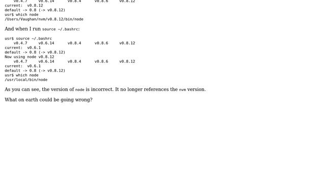 Running source ~/.bashrc doesn't load the right version of node when using nvm смотреть онлайн