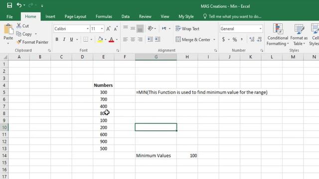 Excel | How to find minimum value from a range in Excel | Excel Formula min | MAS Creations смотреть онлайн