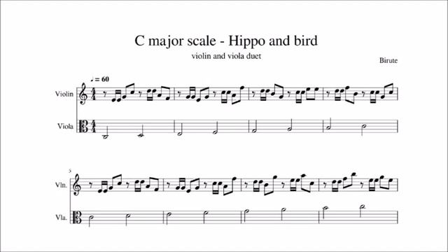 C major (C-dur) two octaves scale - HIPPO🦛 & 🐦BIRD - violin & viola duet (PLAY ALONG) смотреть онлайн