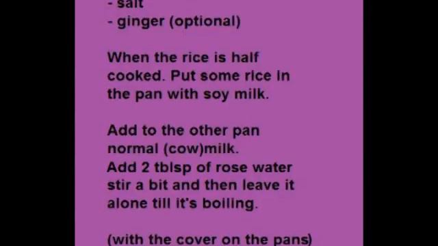 Shir Berinj (Persian Rice Pudding) With Soy Milk Or With Normal Milk