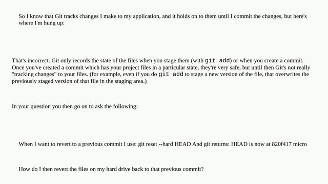 How do I use 'git reset --hard HEAD' to revert to a previous commit? смотреть онлайн