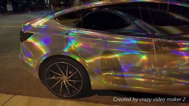 World's First Holographic Chrome Tesla Model 3 смотреть онлайн