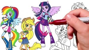 Coloring Pages EQUESTRIA GIRLS - Mane Six | How to color My Little Pony. Easy Drawing Tutorial. MLP