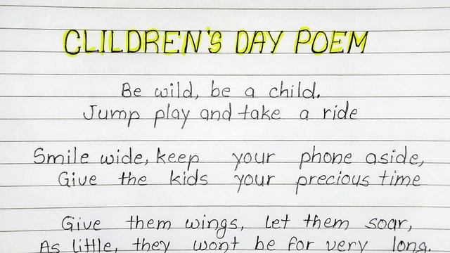 Short Poem for Children's Day in English смотреть онлайн