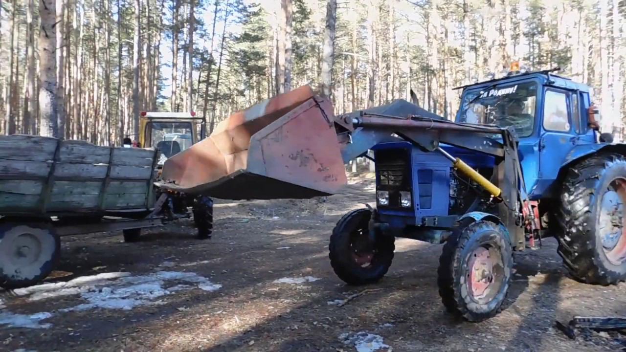 возим песок МТЗ 80 с КУНом на ремонт дороги!! смотреть онлайн