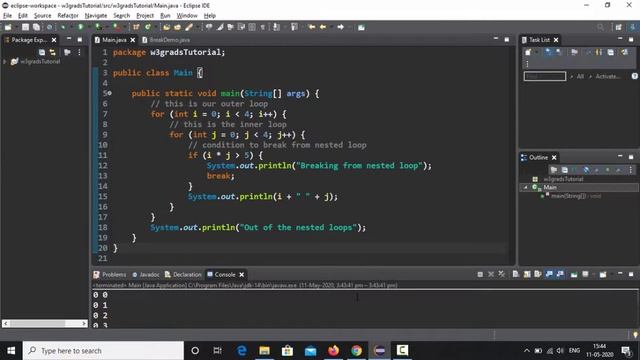 How to Break Out of Nested Loops in Java | Java Tutorial | Learn Java смотреть онлайн