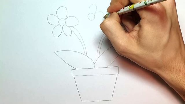 HOW TO DRAW A FLOWER POT ? | Easy drawings смотреть онлайн