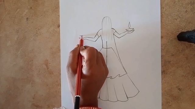 How to draw a girl celebrating Diwali ??|Happy Diwali drawing easy|Diwali special pencil sketch смотреть онлайн
