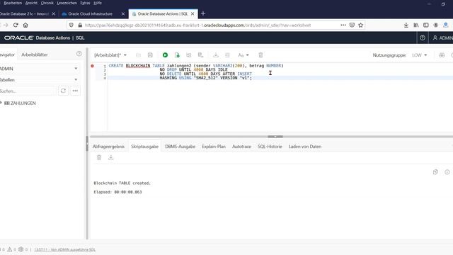 Wie nutze ich Blockchain-Tabellen in der Oracle Datenbank ? смотреть онлайн