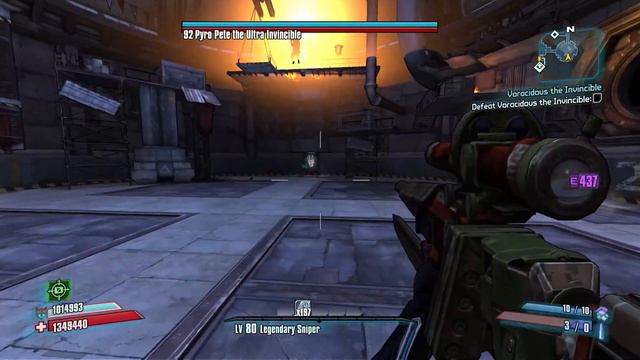 OP10 Sniper Zer0 vs Pyrocaustic Pete (0:26) - Borderlands 2 смотреть онлайн
