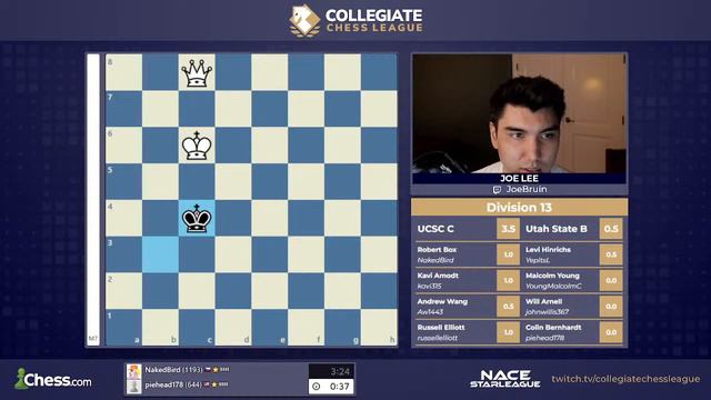 Collegiate Chess League Spring 23 Round 4 Division 13 UC Santa Cruz C vs Utah State B смотреть онлайн