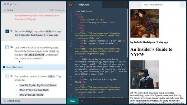 Learn HTML: Elements and Structure, Codecademy Fashion Blog