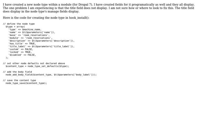 Drupal: Programatically created node type does not display title field (2 Solutions!!) смотреть онлайн