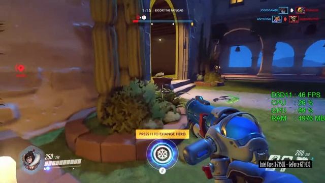 GeForce GT 1030 -- Intel Core i3-7350K -- Overwatch FPS test смотреть онлайн