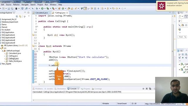 Calling one JFrame from another JFrame in JAVA Swing смотреть онлайн