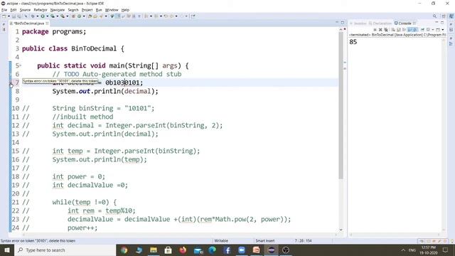 Convert Binary to Decimal || Java Class-69 [Kannada] смотреть онлайн