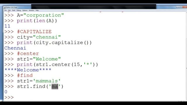 Built in Functions in Python - in Tamil (len(), capitalize(), center(), find()) - easy understandin смотреть онлайн