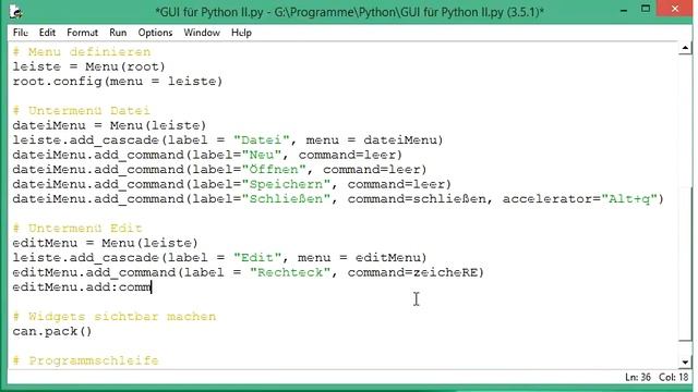 036 GUI mit Python: Event handling über Shortcuts und die Menubar смотреть онлайн