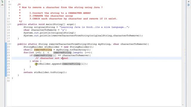 HOW TO REMOVE A CHARACTER FROM THE STRING USING JAVA смотреть онлайн
