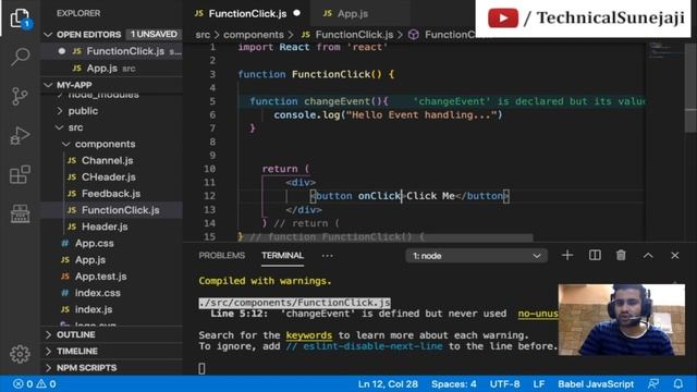ReactJS Tutorial - 12 - Event Handling - Parenthesis ( ) in ReactJS ?? смотреть онлайн