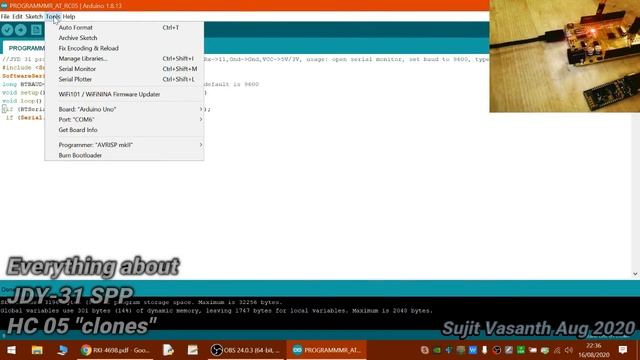 Tutorial JDY31 SPP-C HC-05/06 bluetooth module Arduino and Python смотреть онлайн
