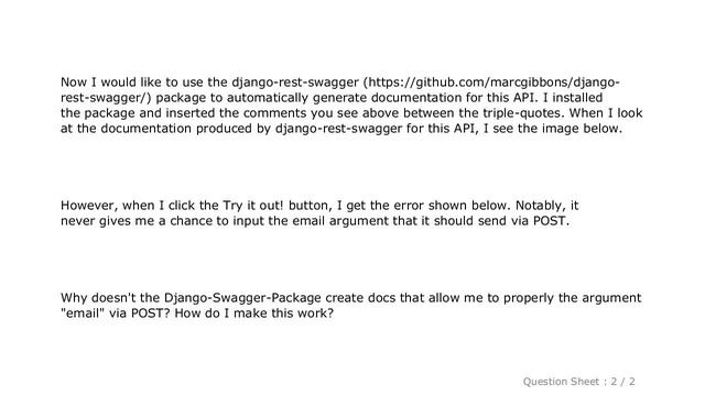 Django : Why won't this django-rest-swagger API documentation display/work properly? смотреть онлайн