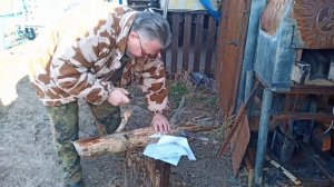 Кованый нож из стали 9ХС. Тест.