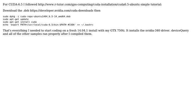 Ubuntu: Installing and testing CUDA in Ubuntu 14.04 смотреть онлайн