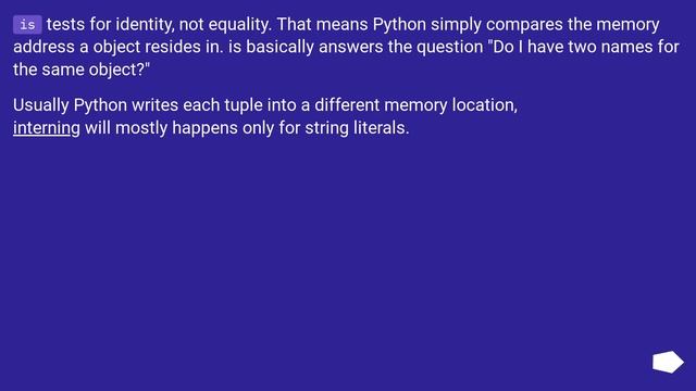 The Python "is" statement and tuples смотреть онлайн