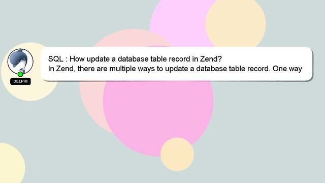 SQL : How update a database table record in Zend? смотреть онлайн