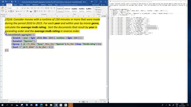 MongoDB movieDetails Aggregation Framework 07 $match $unwind $group $sort $out Stages Arrays смотреть онлайн