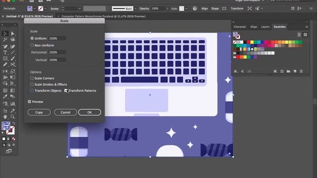 How to scale a Pattern In adobe illustrator смотреть онлайн