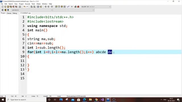 Substring program in C++ | C++ program to find substring in a string смотреть онлайн