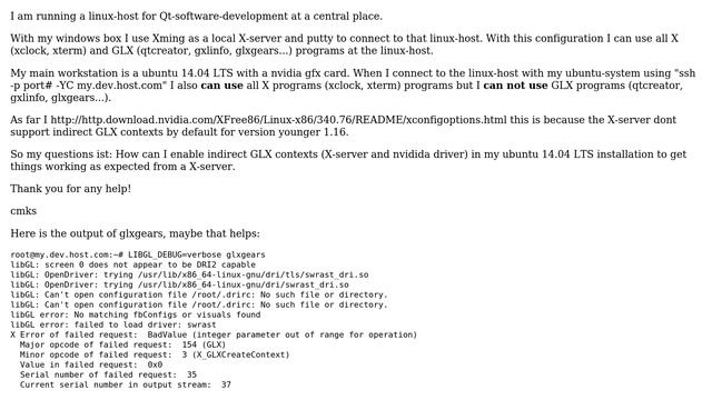 Ubuntu: How to enable indirect GLX contexts (+iglx) in Ubuntu 14.04 LTS with nvidia gfx-cards? смотреть онлайн