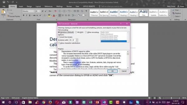 Convert DOCX to TXT