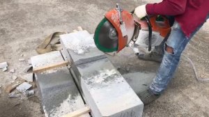 Резка гранитного бордюра дисками DIAM Гранит Master Line.