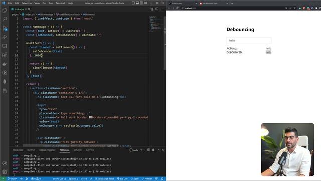Debouncing user inputs in React (NextJS) смотреть онлайн