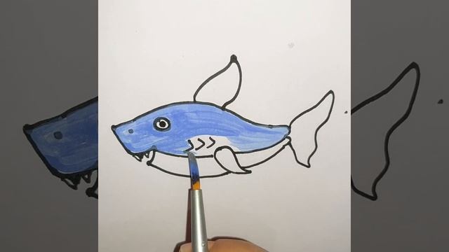 how to make easy draw#shark #colourful fish#viral #trending #art #drawing смотреть онлайн