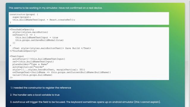 How to open keyboard automatically in React Native? смотреть онлайн
