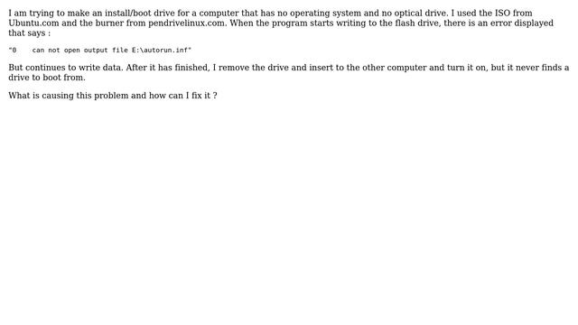 Ubuntu: Creating an install drive - can not open output file autorun.inf смотреть онлайн