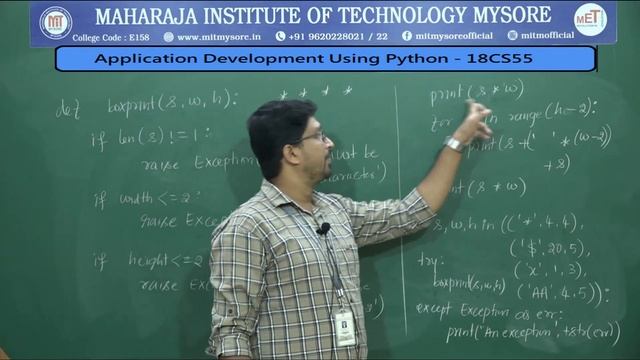 Raising Exception and Assertion in Python | Vth Sem | CSE | 18CS55 PYTHON | Module 3 | Session 09 смотреть онлайн