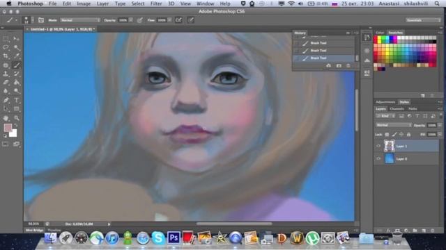 Speed Photoshop painting "little girl"part 1/ Рисование в Фотошопе смотреть онлайн