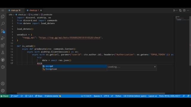 Discord.py vote required commands topgg | How to make discord bot in python | Part 8 смотреть онлайн