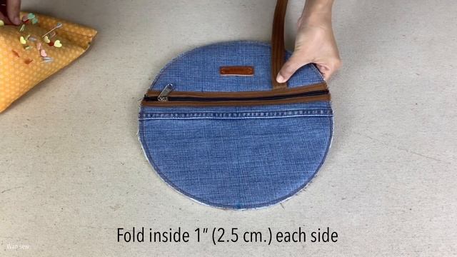 how to sew a round denim bags tutorial, sewing diy a round bags patterns, denim projects from wande смотреть онлайн