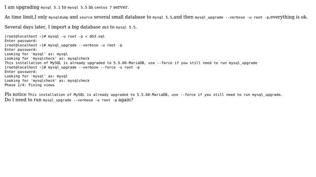 Do I need to `mysql_upgrade --verbose -u root -p` each time when `source backup.sql`? смотреть онлайн