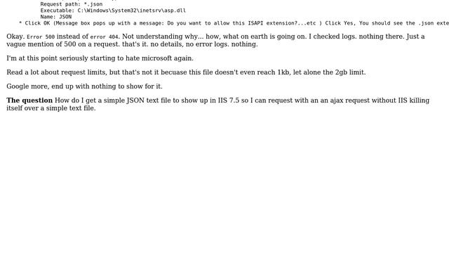 DevOps & SysAdmins: Error 404 or 500 when downloading large static JSON file in IIS 7 смотреть онлайн